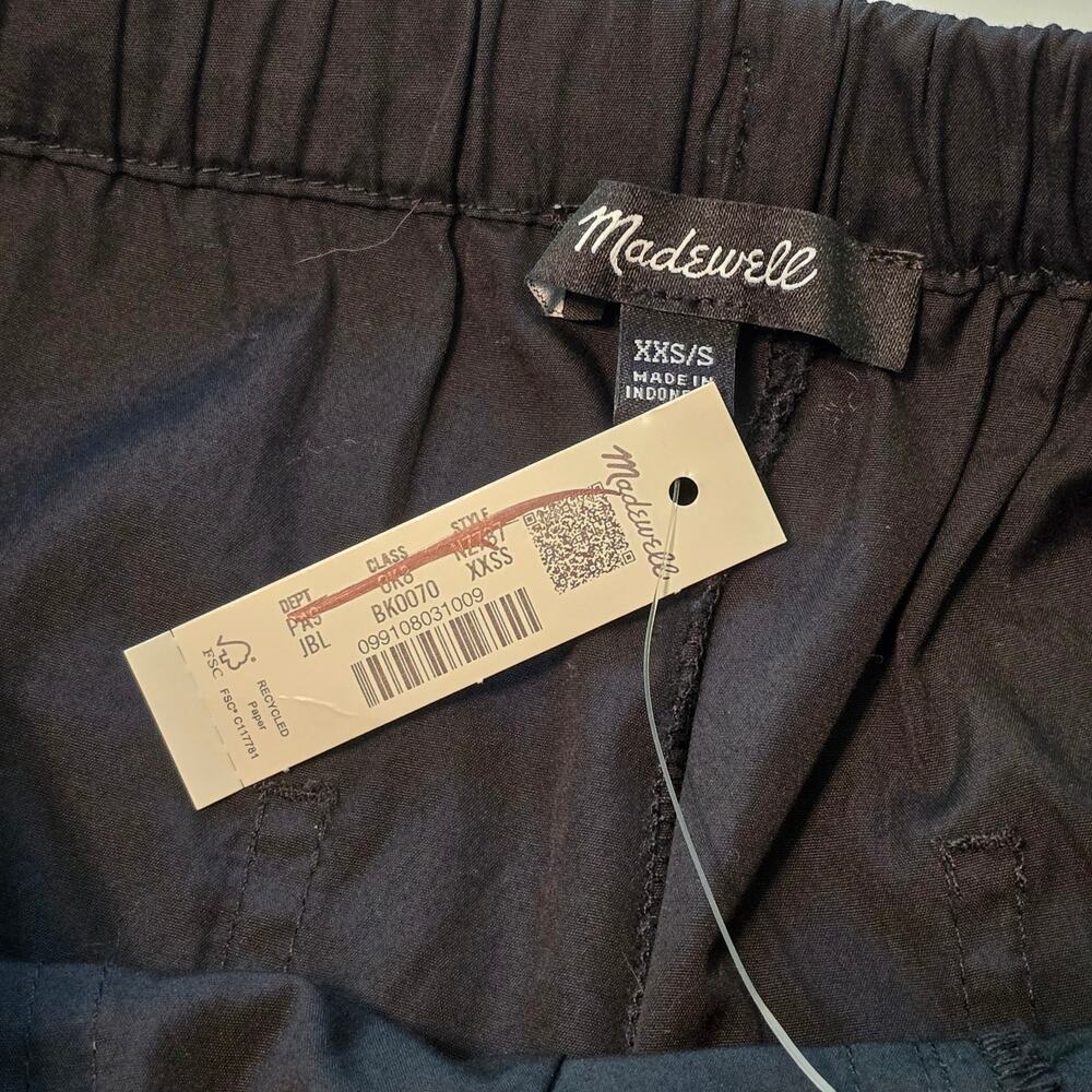 Madewell Pullon Barrel Leg Utility Pants Poplin Cotton Womens XXS/S Black NWT - Picture 3 of 10